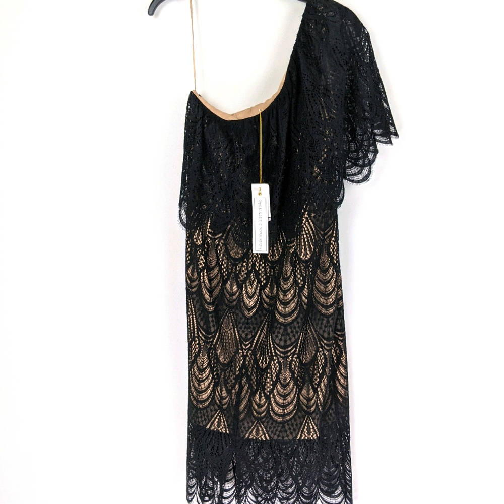NWT Dress The Population Black Violet One Shoulder - Picture 4 of 8